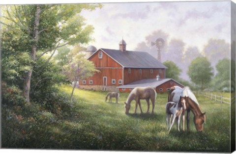 Framed Country Road W/ Horses/Barn Print