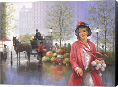 Framed Central Park Flower Market Print