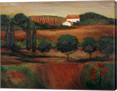 Framed Crimson Light In Tuscany Print