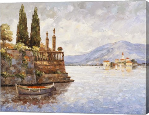 Framed Evening Light On Lake Como Print