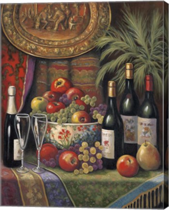Framed Wine And Floral I Print
