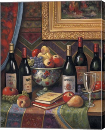 Framed Wine And Floral II Print
