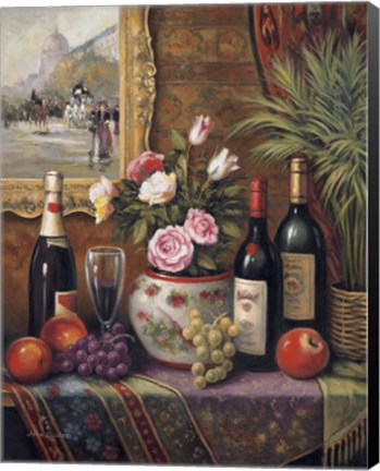 Framed Wine And Floral III Print