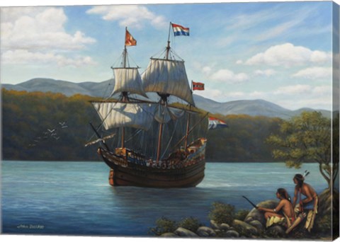 Framed Half Moon On The Hudson Print