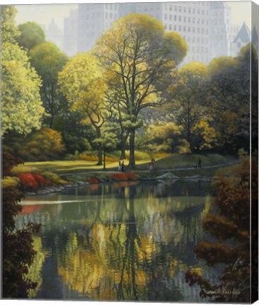 Framed Reflection Of The Park Print