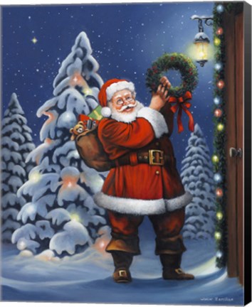 Framed Santa Wreath Print