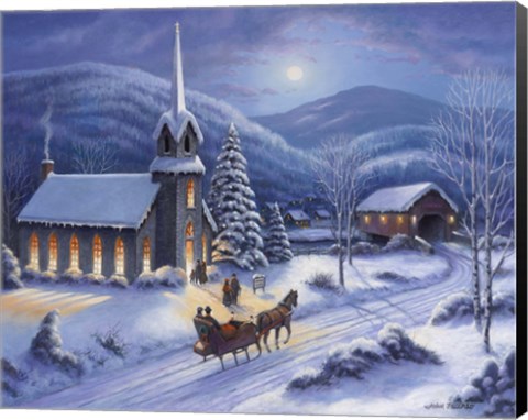 Framed Moonlight In Vermont Print