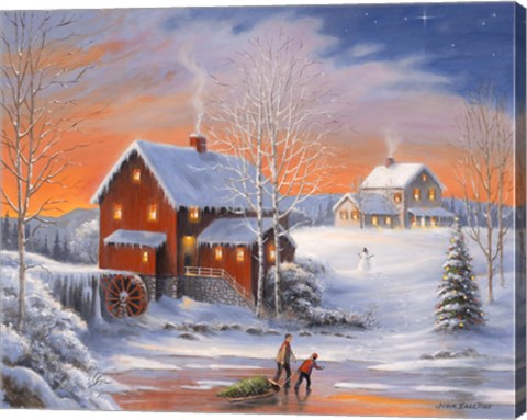 Framed Winter At The Old Mill Print