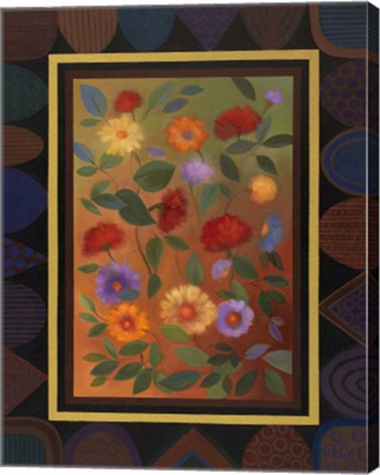 Framed Art Deco Bordered Daisies Print
