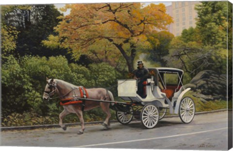 Framed Carriage At Central Park Print