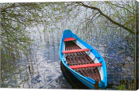 Framed Canoe on Lake, Trakai, Lithuania Print