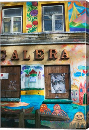 Framed Colorfully Painted Wall in the Old Town, Vilnius, Lithuania Print