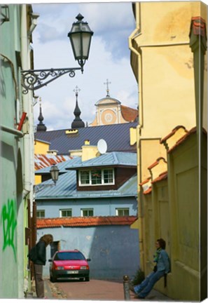 Framed Traditional House in Old Town, Vilnius, Lithuania Print