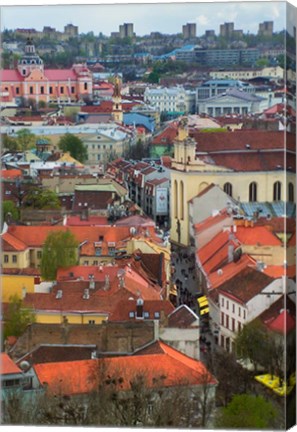 Framed Wall Decorated with Teapot and Cobbled Street in the Old Town, Vilnius, Lithuania I Print