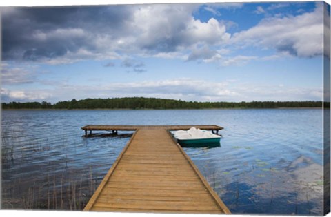 Framed Lake and pier, Grutas, Southern Lithuania, Lithuania Print