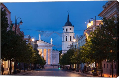 Framed Lithuania, Vilnius, Vilnius Cathedral, evening Print