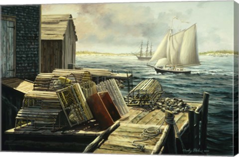 Framed Lobster Pots New England Print