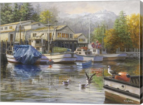 Framed Gulls At The Marina Print