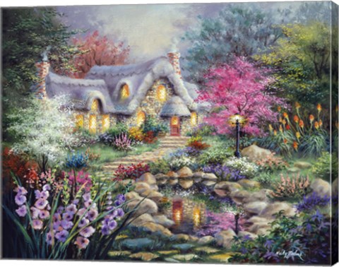 Framed Cottage Pond Print