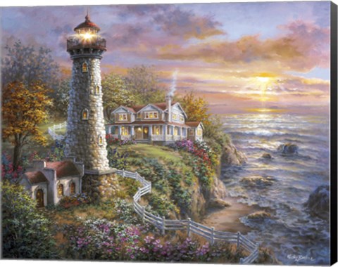 Framed Lighthouse Haven Print