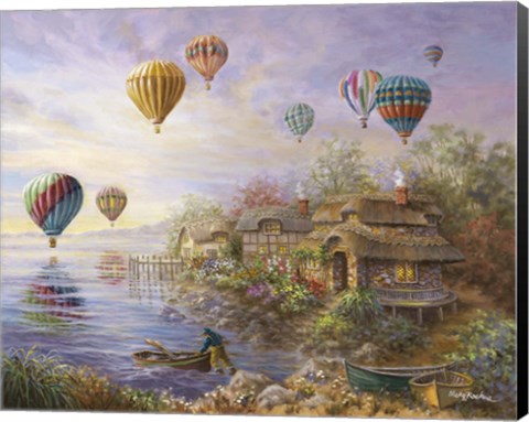 Framed Air Balloons Over Cottageville Print
