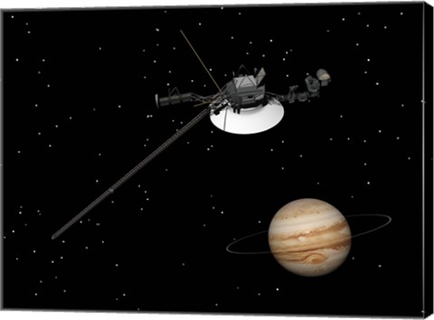 Framed Voyager Spacecraft near Jupiter Print