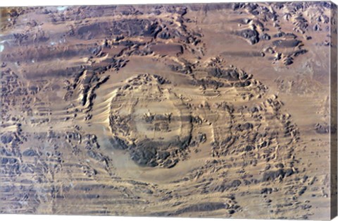 Framed impact of an Asteroid or comet in the Sahara Desert Print