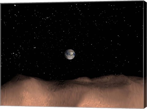 Framed view of Earth as seen from the surface of the Asteroid Toutatis Print