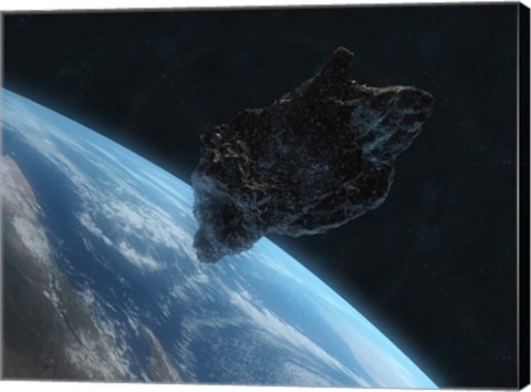 Framed Asteroid in Front of the Earth IV Print