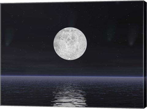 Framed Stars and Comets over the Ocean Print