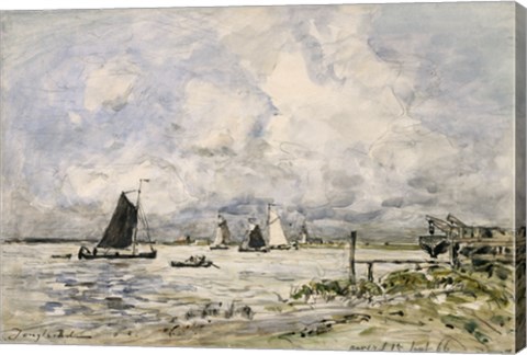 Framed Pier On The Scheldt, 1866 Print