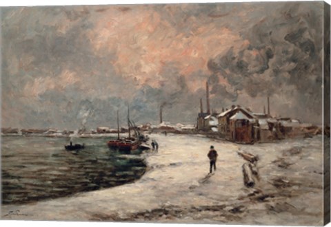 Framed Snow In Crozant, 1873 Print