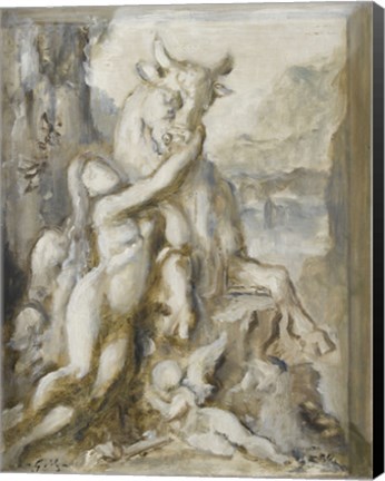 Framed Pasiphae, Grisaille, 19th Century Print