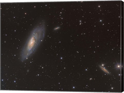 Framed Messier 106 spiral galaxy in the Constellation Canes Venatici Print