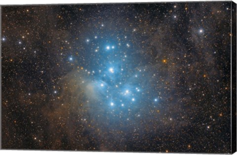 Framed Pleiades, an open star cluster in the Constellation of Taurus Print