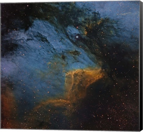 Framed Pelican Nebula, an H II region in the Constellation Cygnus Print