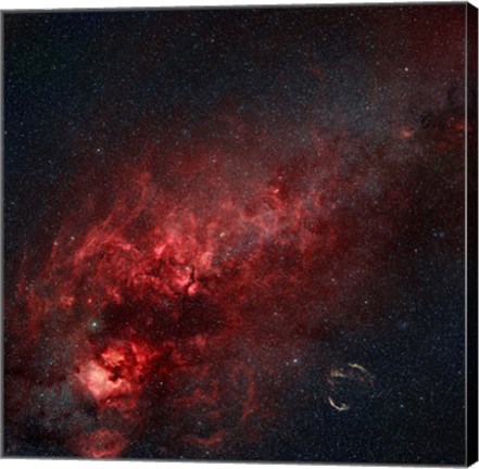 Framed Constellation Cygnus with multiple nebulae visible Print