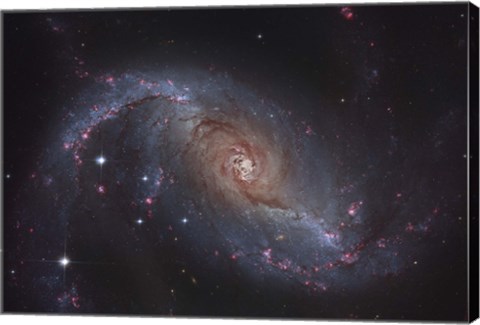 Framed Barred spiral galaxy NGC 1672 in the Constellation Dorado Print