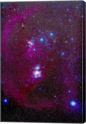 Framed Orion Nebula, Belt of Orion, Sword of Orion and Nebulosity Print