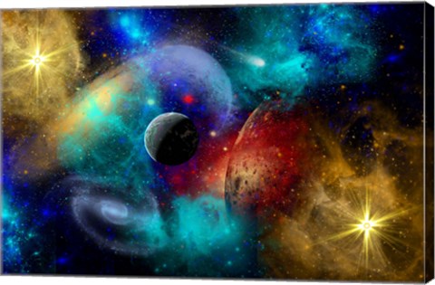 Framed Galaxy  featuring planets, galaxies and Nebulae Print