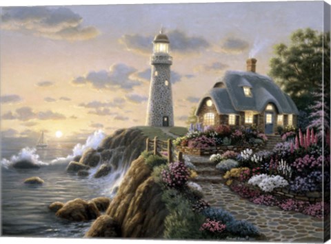 Framed Lighthouse Cottage Print