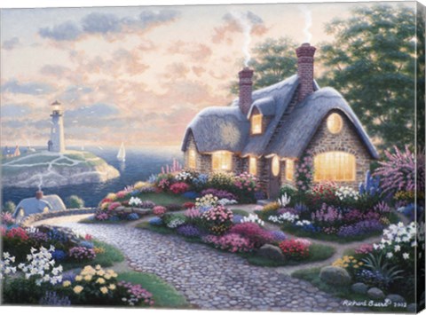 Framed Island Lighthouse Print