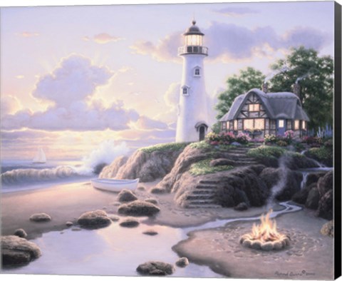 Framed Cottage By The Sea Print