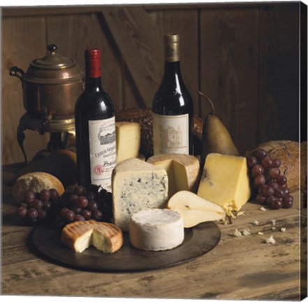 Framed Wine And Cheese 1 Print