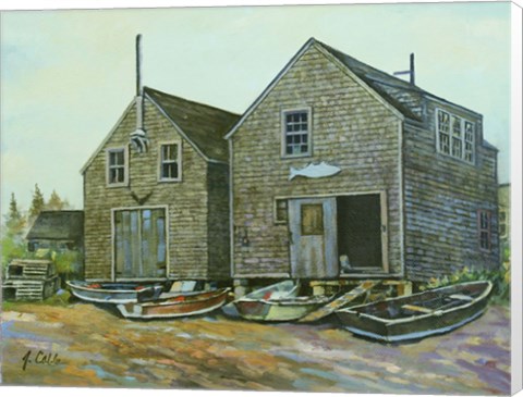 Framed Fish Houses Print