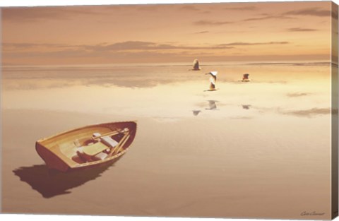 Framed Soft Sunrise on the Beach 2 Print