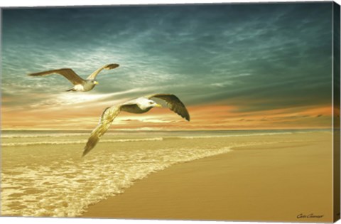 Framed Soft Sunrise on the Beach 6 Print