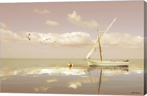 Framed Soft Sunrise on the Beach 12 Print