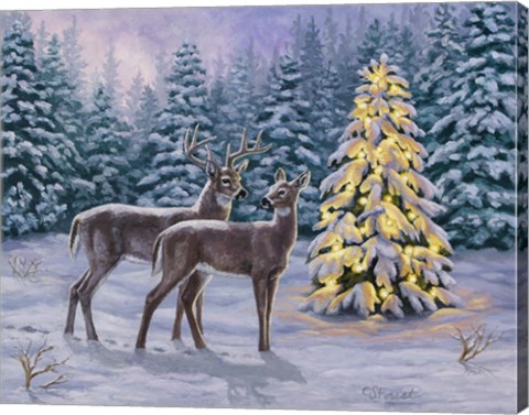 Framed White-tail Christmas Print
