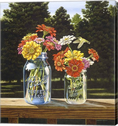 Framed Zinnias a Sunnin&#39; Print